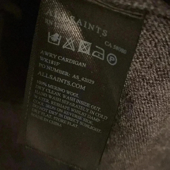 All Saints open cardigan - dark gray - size small - 100% merino wool - Picture 3 of 5